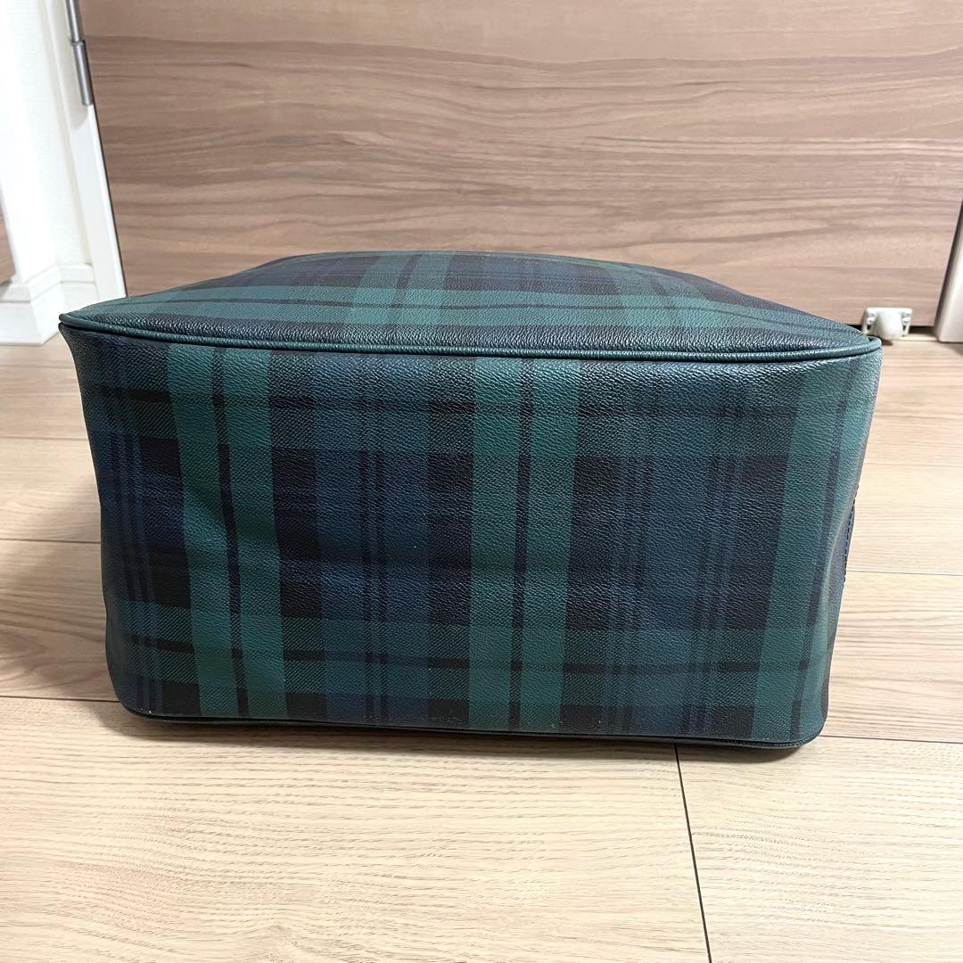 美品/ポロラルフローレン トートバッグ　ブラックウォッチ　ブラウン　PVCレザー