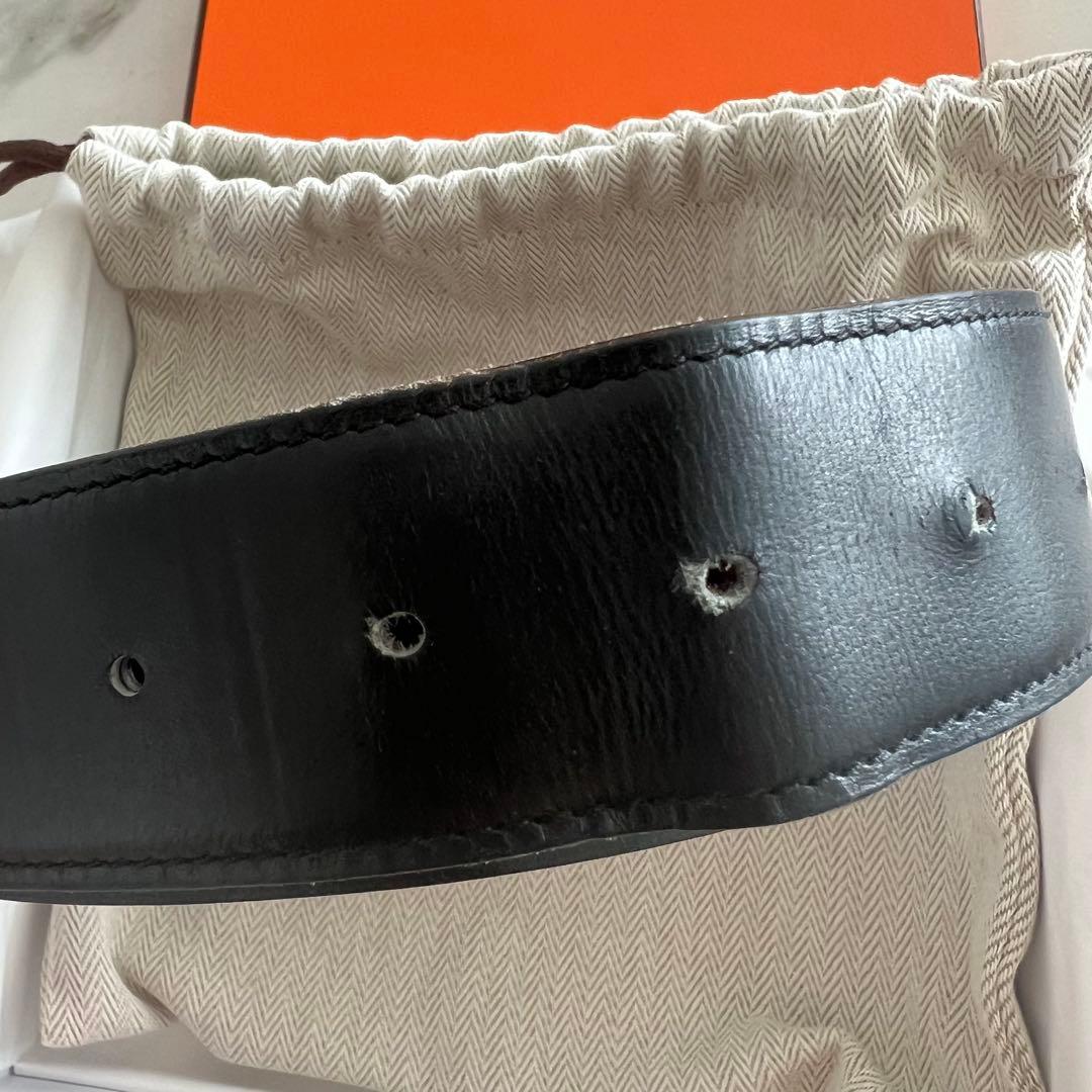 エルメス メンズ　リバーシブル　ベルト部分のみ　ブラック×ブラウン　Y刻印