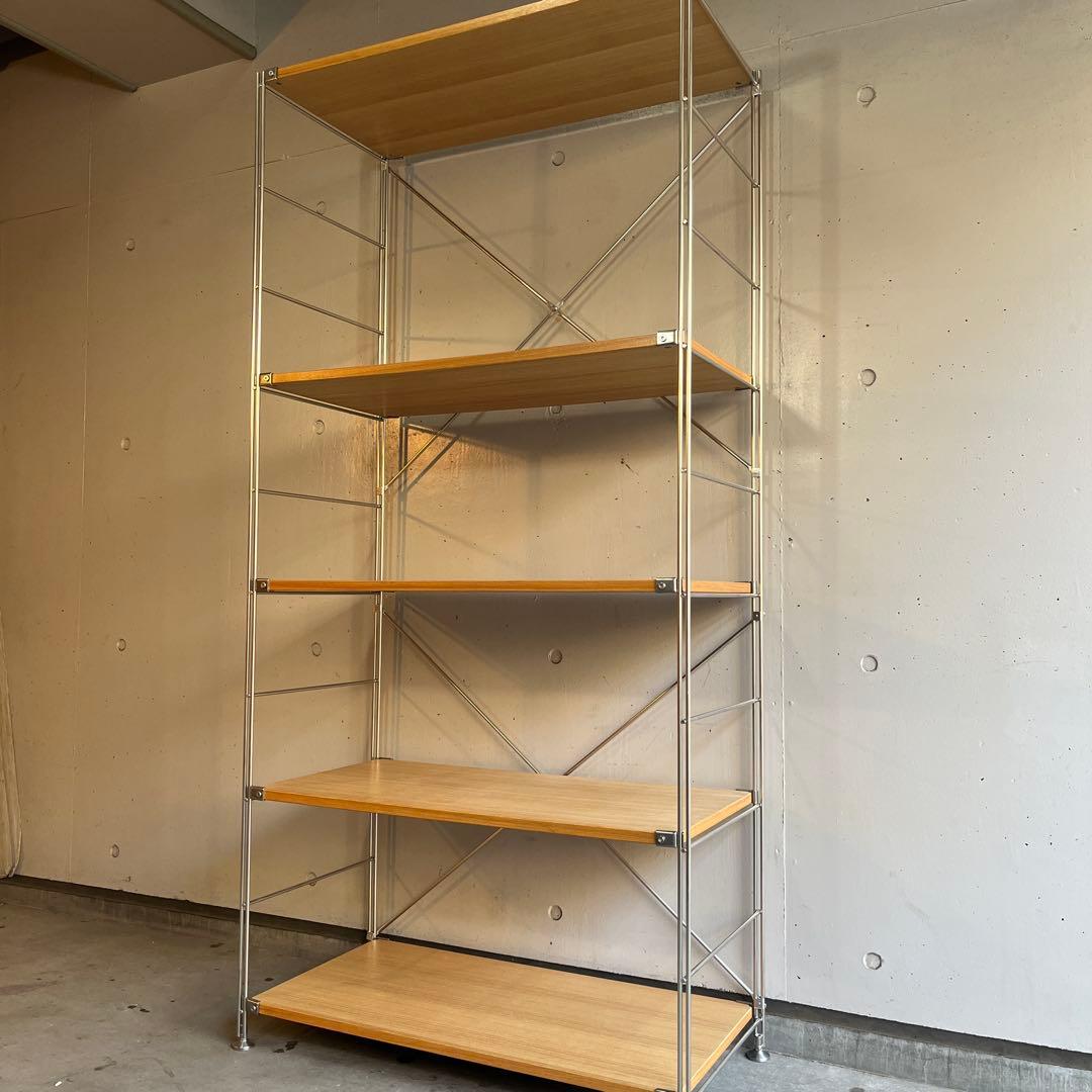 美品★無印 ステンレスユニットシェルフ　タモ材棚セット・ワイド・大