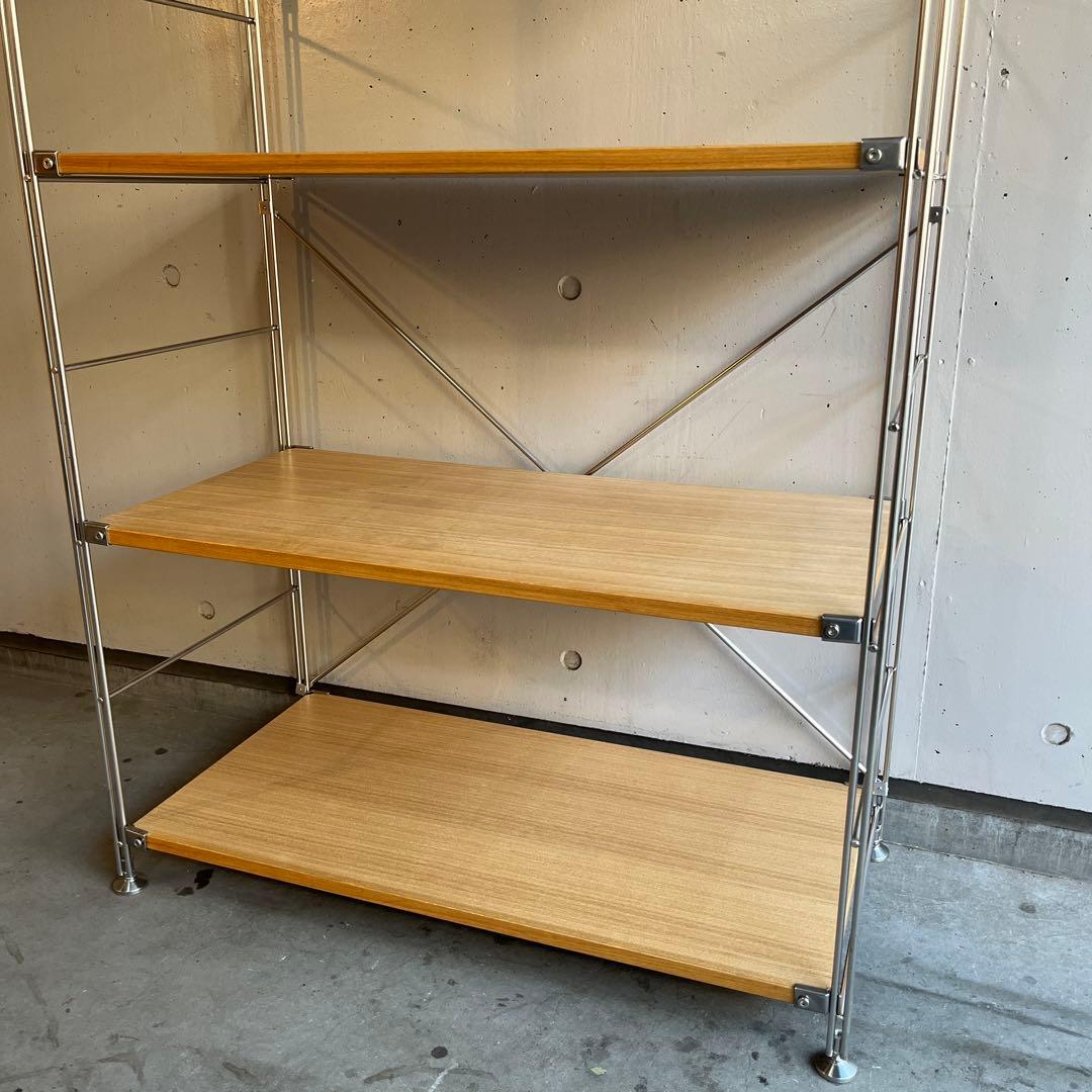 美品★無印 ステンレスユニットシェルフ　タモ材棚セット・ワイド・大