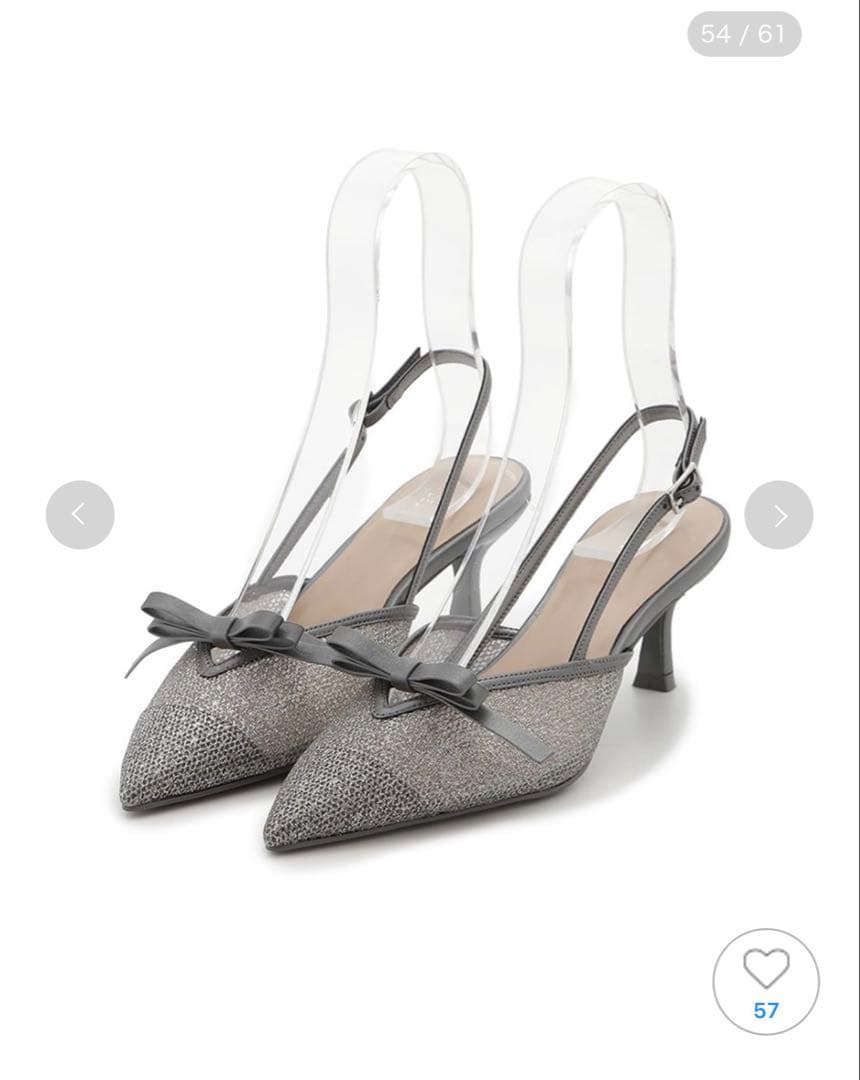 snidel リボンパンプス シルバー M