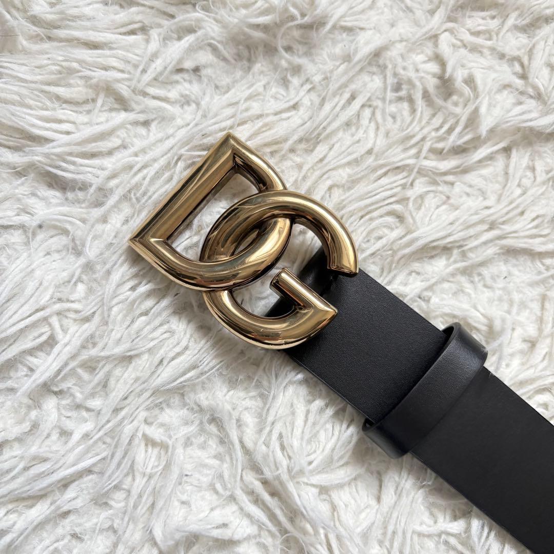 未使用/DOLCE&GABBANA/DGロゴデカベルト/ブラック/メンズ／レザー