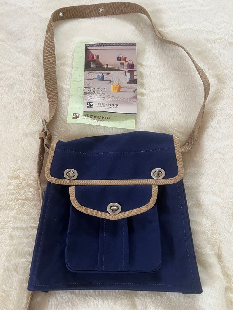 一澤帆布報 ネイビー キャンバス スマホショルダーバッグ 未使用