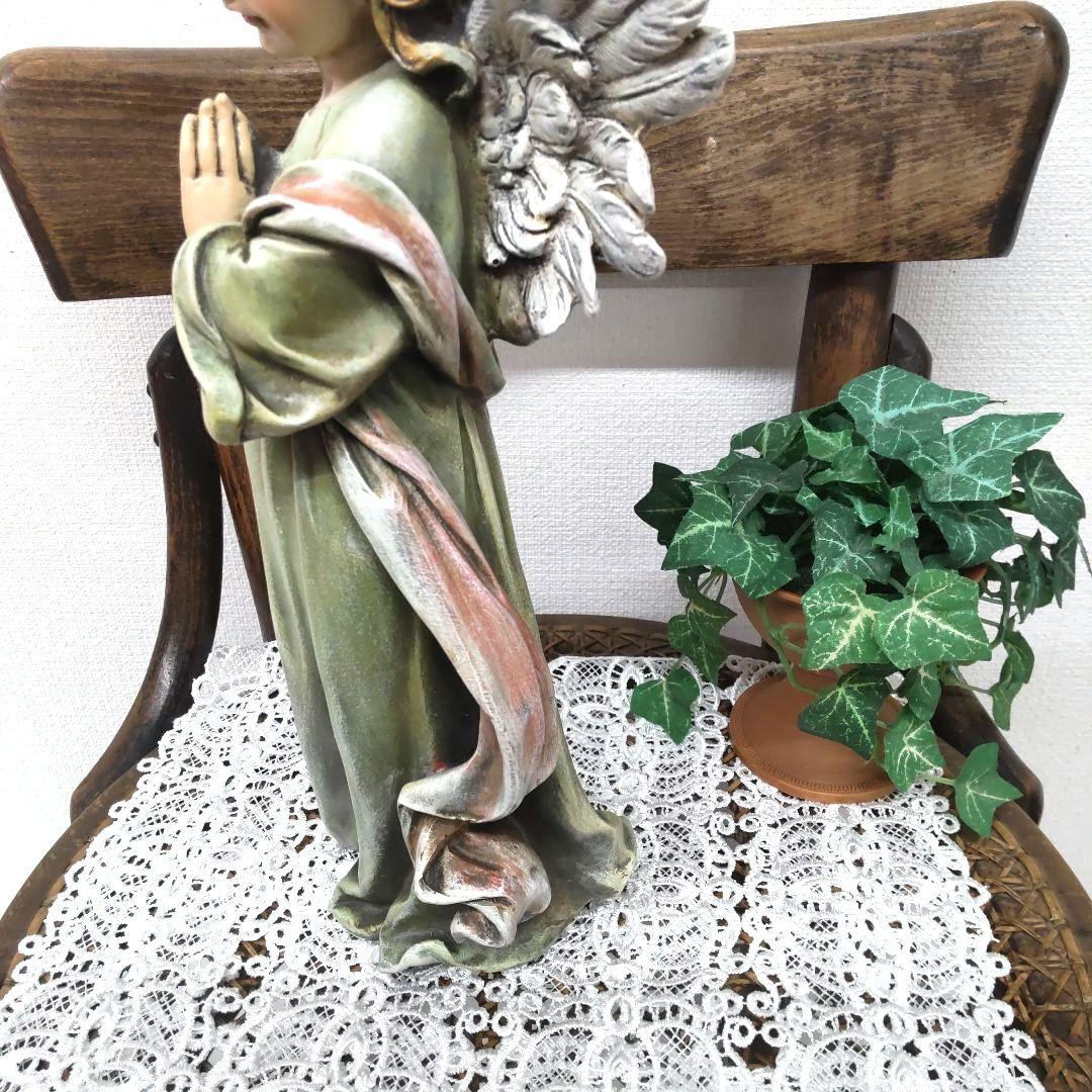 祈る リトルガールエンジェル☆少女の天使の置物 　西洋インテリア 　アンティーク