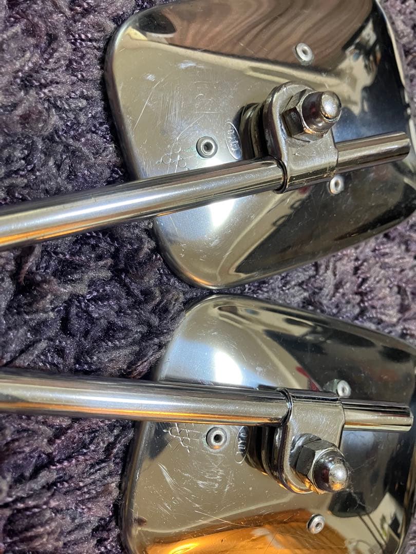SR400 初期型 純正ミラー 左右 音叉マーク シャフト細め 小傷 サビ少々