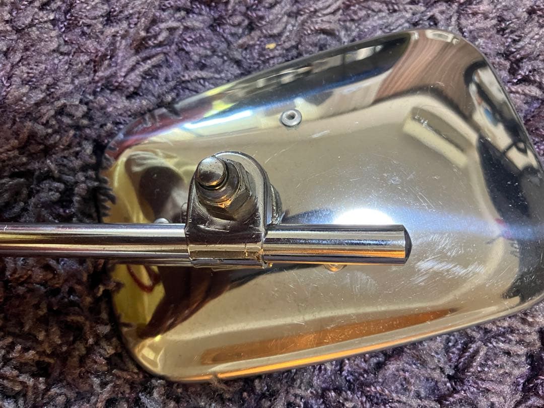 SR400 初期型 純正ミラー 左右 音叉マーク シャフト細め 小傷 サビ少々