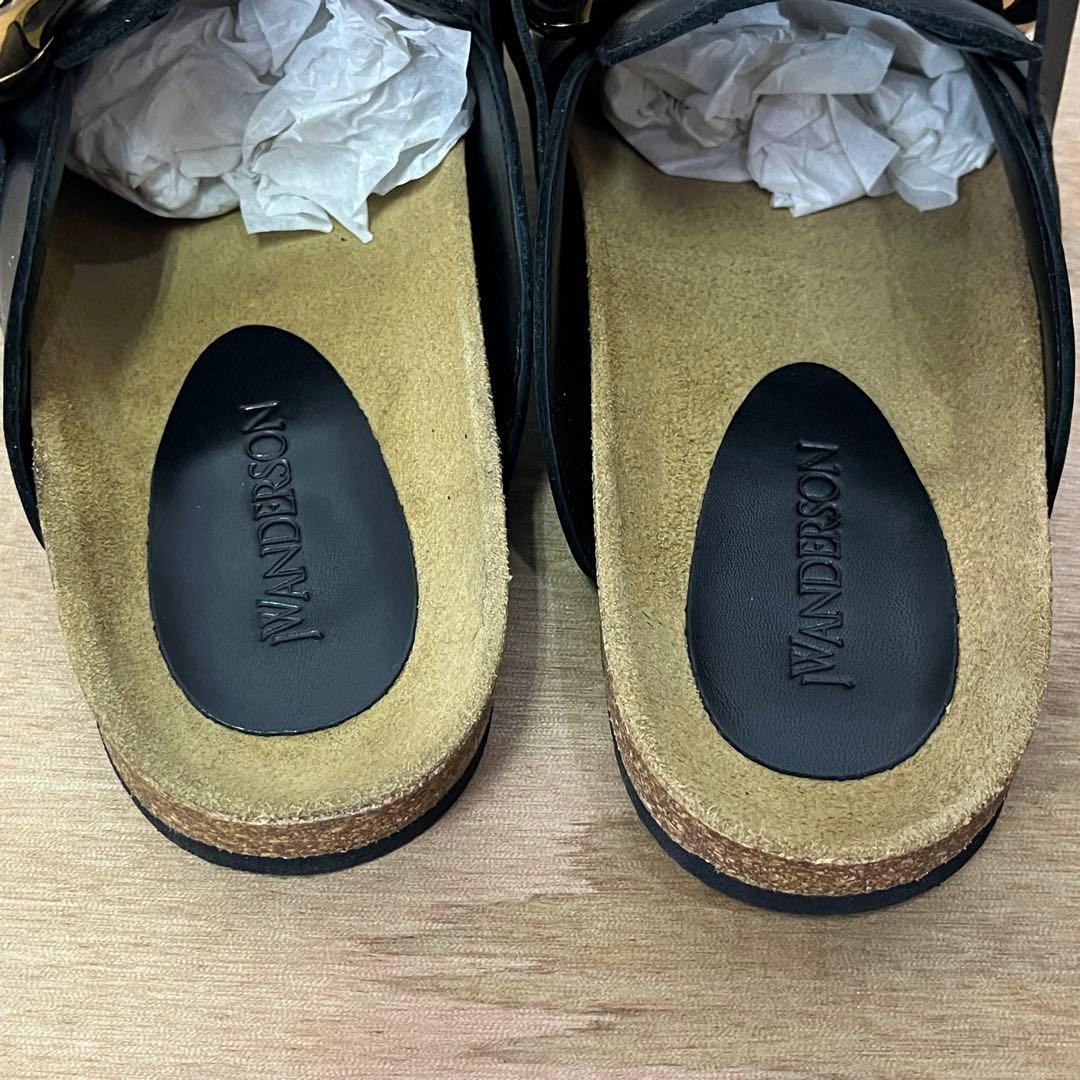 靴 JW ANDERSON CHAIN LOAFER MULES BLACK 40