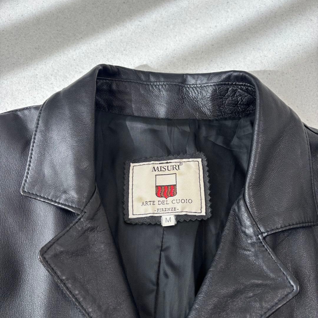 vintage leather car coat M 本革 イタリア製 黒
