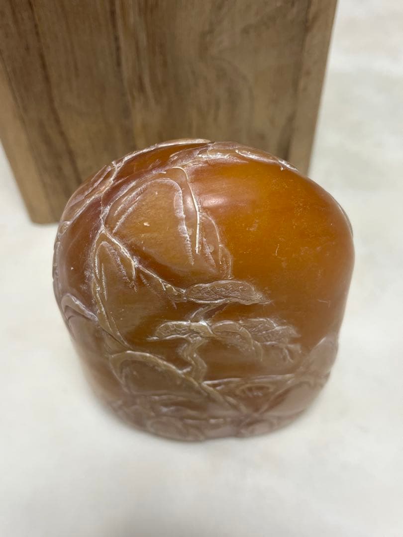 中国古玩 寿山石 寿山連江黄凍石 浮彫印材