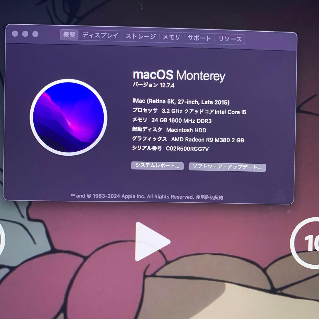 iMac 27インチlate2015 24GB SSD2TB使用可能ジャンク扱い