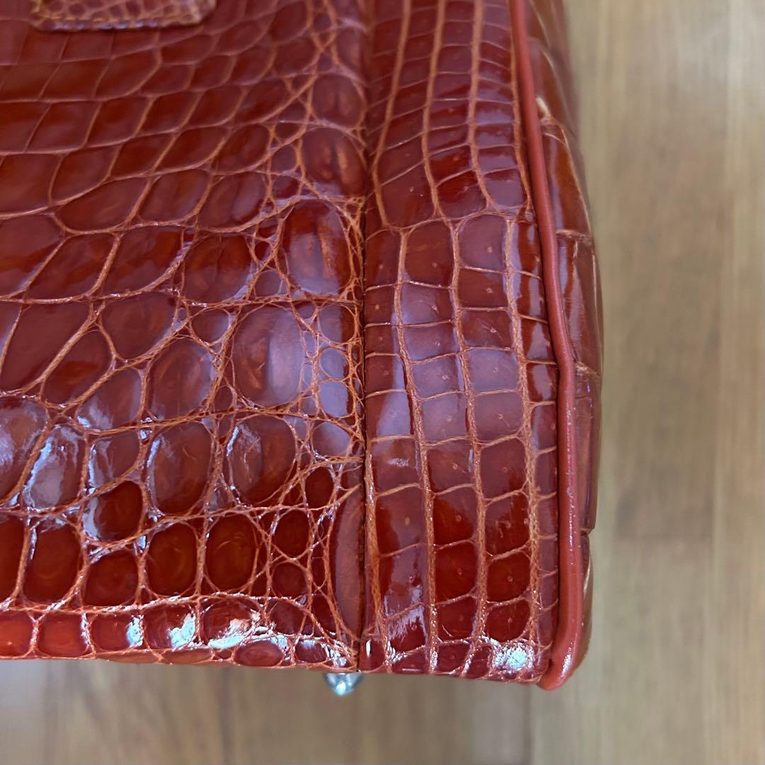 【希少】クロコダイル レザー ボストンバッグ シャイニング 加工　センター取り