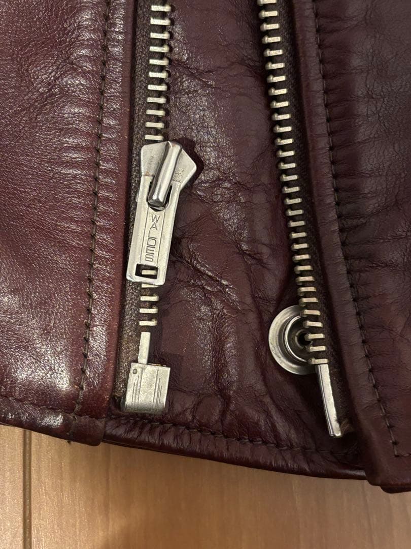 ファウンテンヘッドレザー　デルタ　Dポケダブルレザージャケット　36　茶　難あり