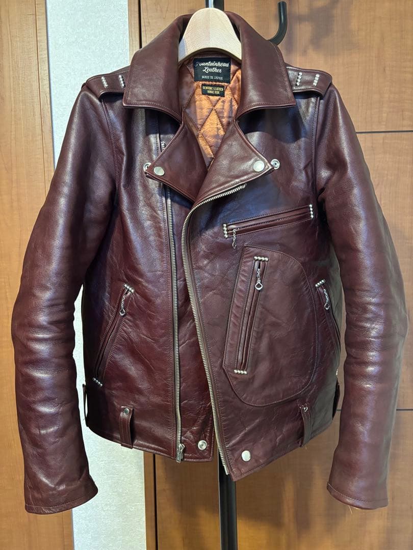 ファウンテンヘッドレザー　デルタ　Dポケダブルレザージャケット　36　茶　難あり