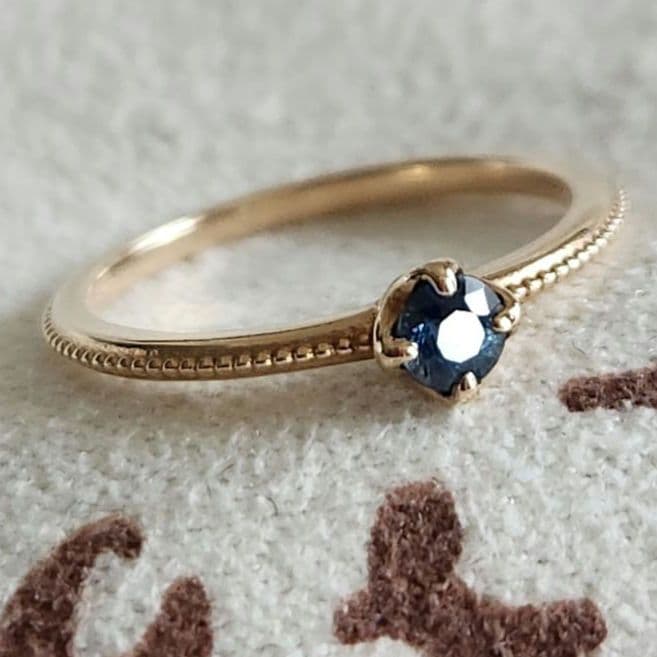 サファイア♡3号【アガット】K10 ゴールド ミル 誕生石 カラーストーンリング