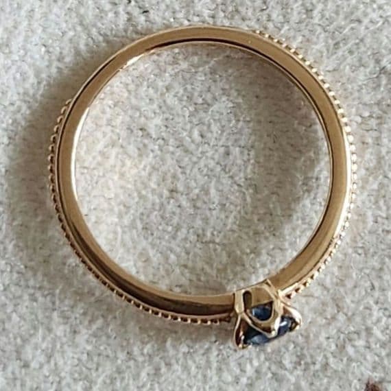 サファイア♡3号【アガット】K10 ゴールド ミル 誕生石 カラーストーンリング