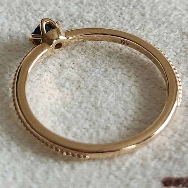 サファイア♡3号【アガット】K10 ゴールド ミル 誕生石 カラーストーンリング