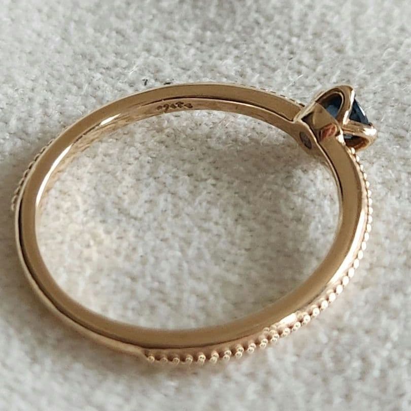 サファイア♡3号【アガット】K10 ゴールド ミル 誕生石 カラーストーンリング