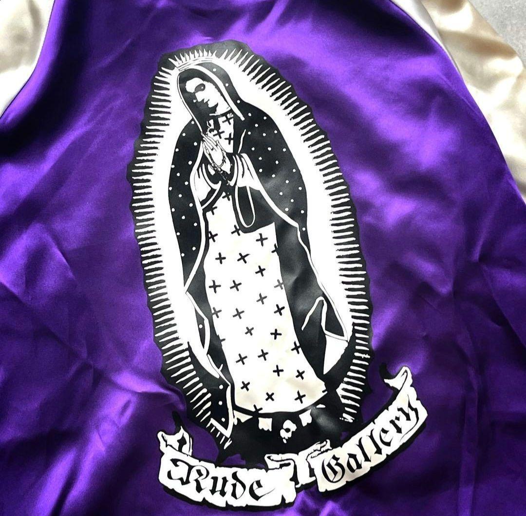 サテン　マルチカラー　女神　ルードギャラリー　リバーシブル　スカジャン　バイカー