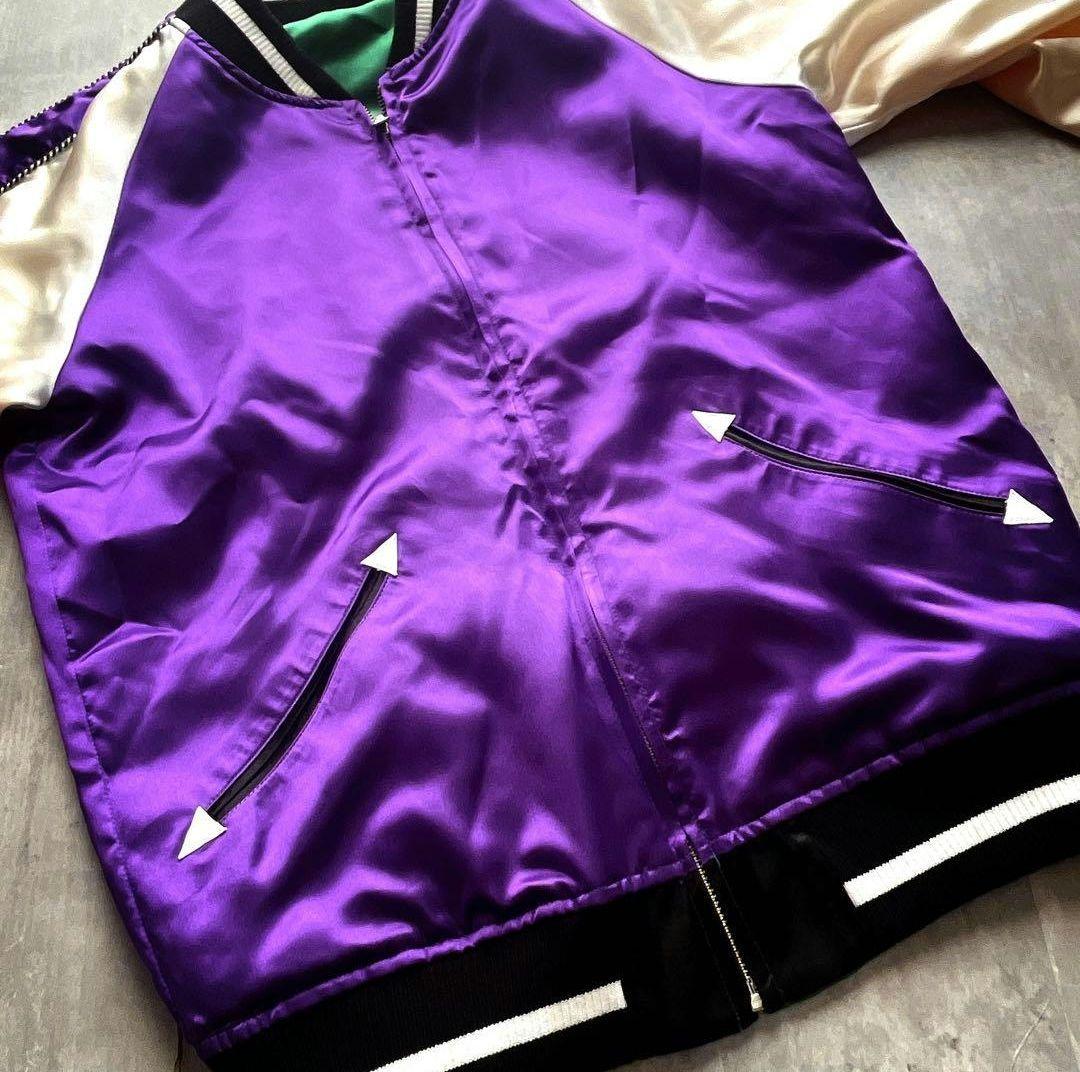 サテン　マルチカラー　女神　ルードギャラリー　リバーシブル　スカジャン　バイカー