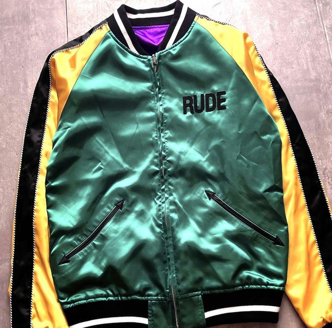 サテン　マルチカラー　女神　ルードギャラリー　リバーシブル　スカジャン　バイカー