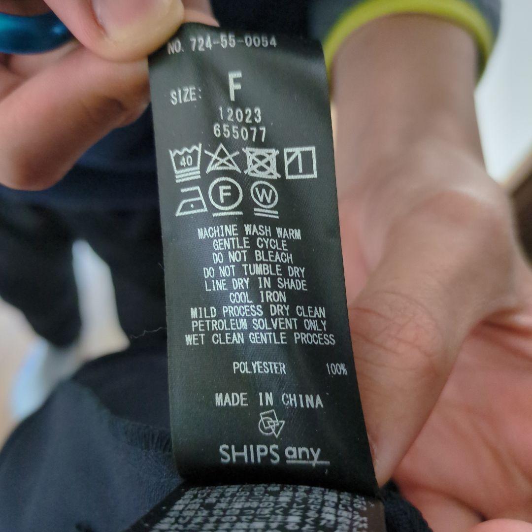 ネイビー 　 カフス付きワンピース