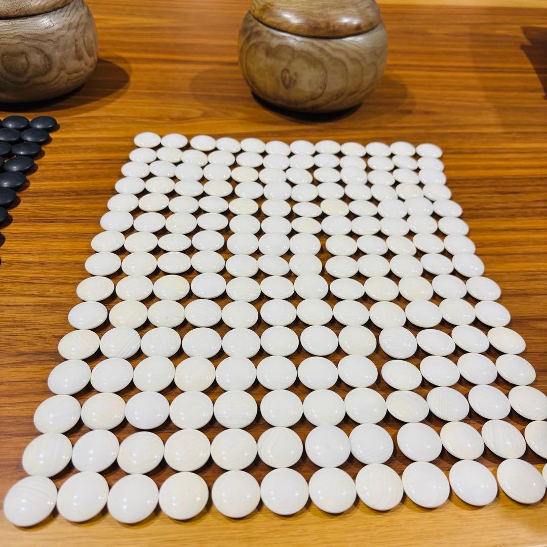 囲碁　碁石　雪印　蛤碁石　那智黒　ケース付き　洗浄済み　ハマグリ180