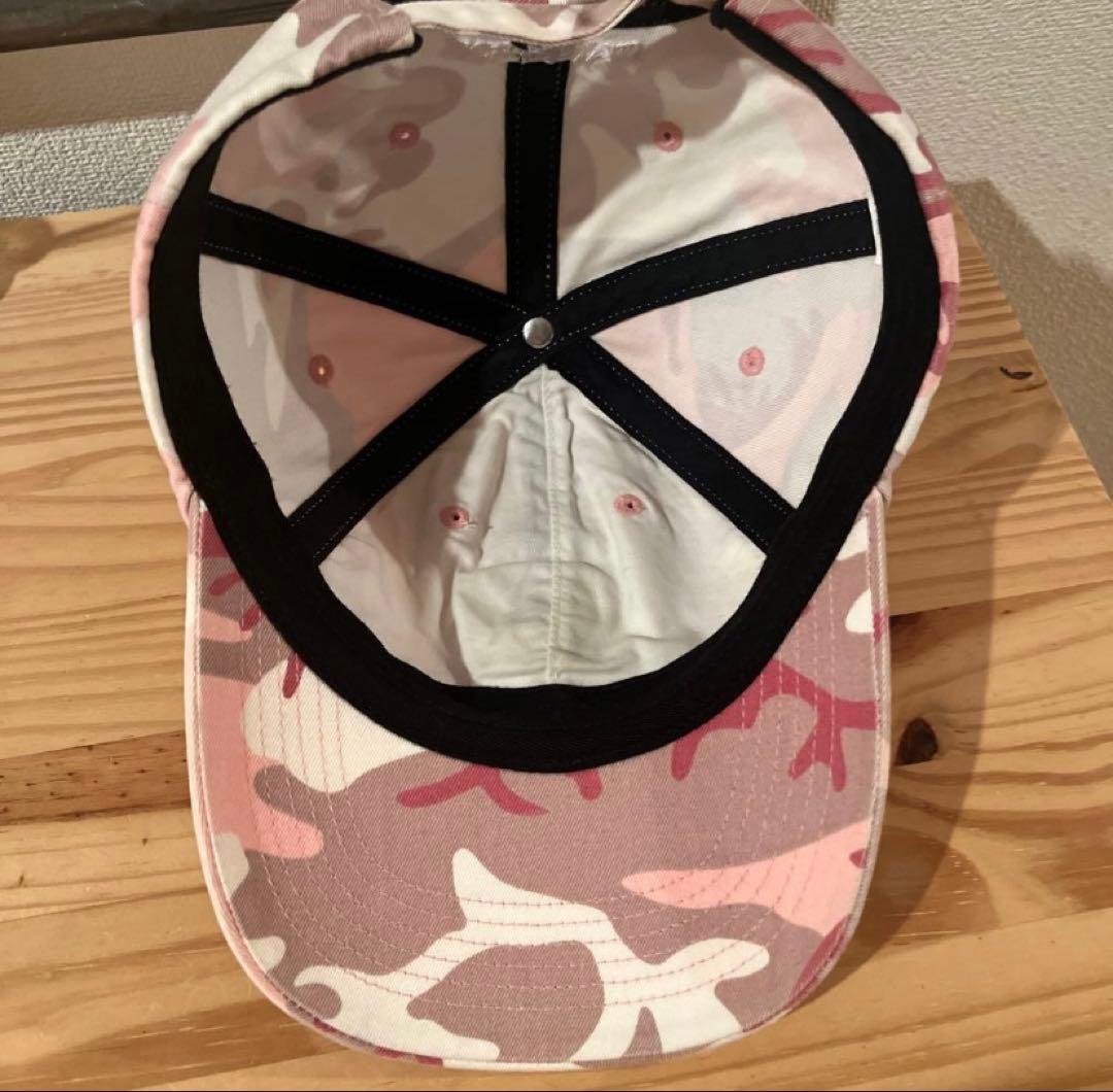 【Supreme】古着 Sロゴキャップ ピンク 迷彩