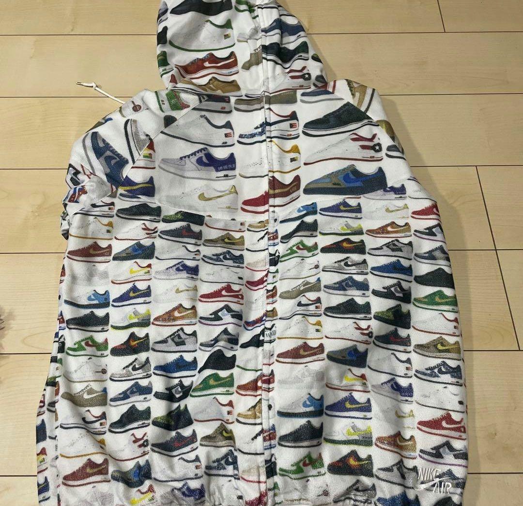 専用名作超激レアNIKE モノグラムスニーカー柄 パーカー XL