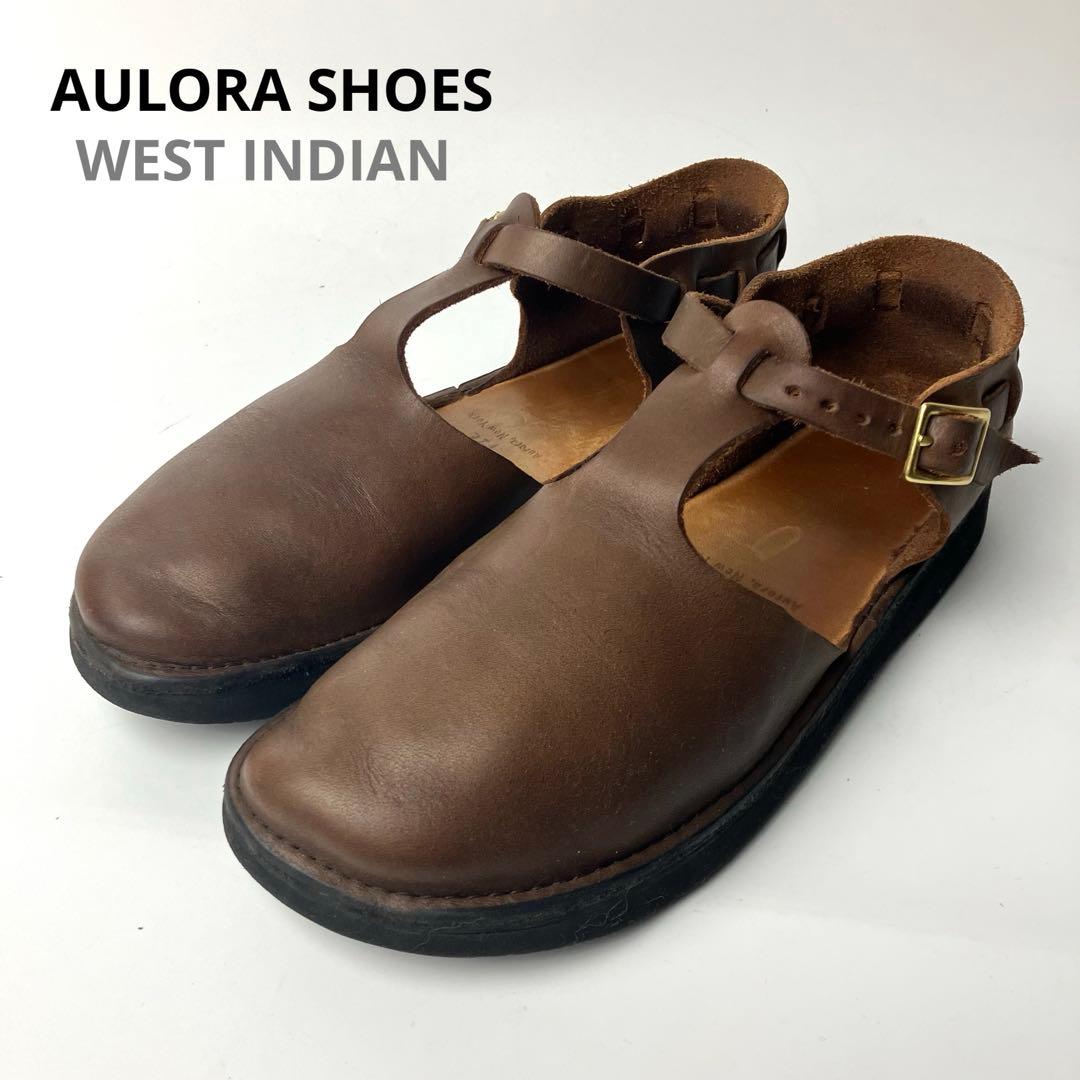 【美品】オーロラシューズ　ウエストインディアン　Tストラップ DBR 22.5㌢