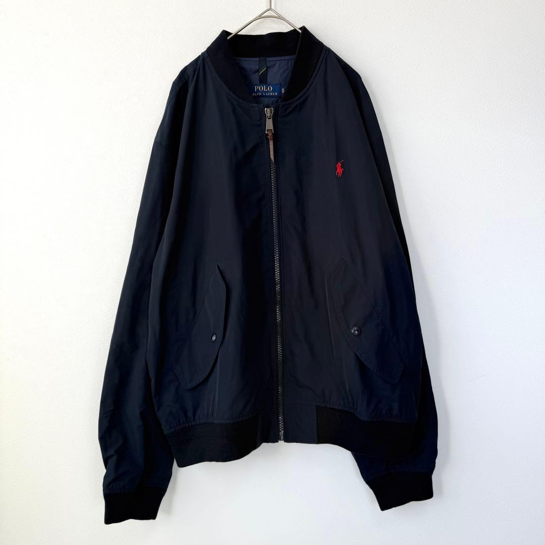 【希少✨】ポロラルフローレン ポニー刺繍ロゴ ボンバージャケット ネイビー XL