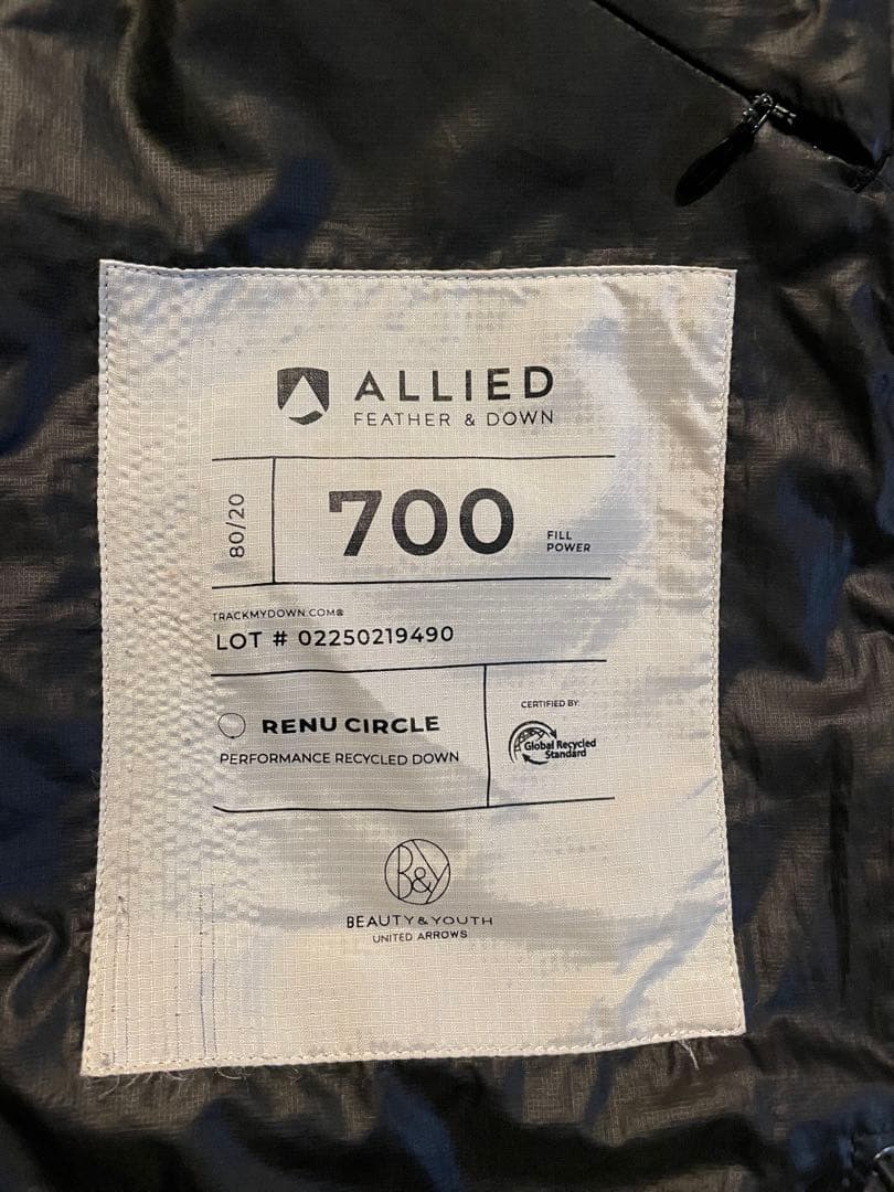 BEAUTY & YOUTH 小松 ダウンジャケット ブラック