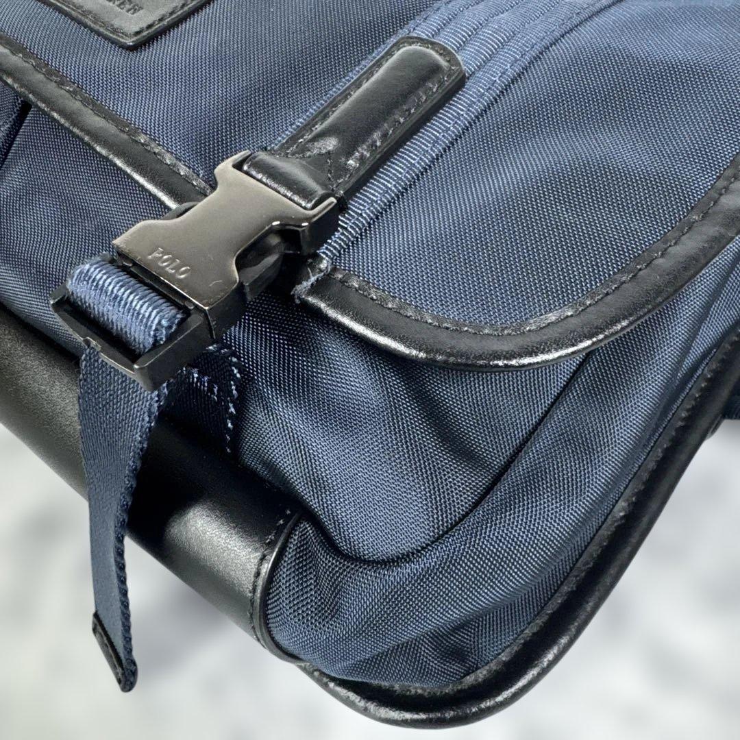 【美品✨】ポロ ラルフローレン メッセンジャーバッグ ショルダー レザー 紺系