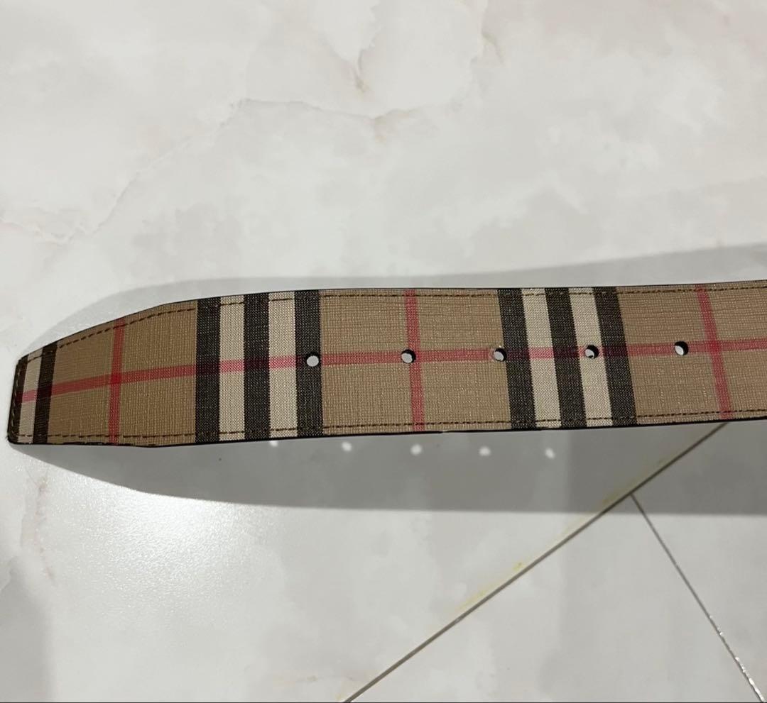 極美品 バーバリー リバーシブルベルト TB金具 ノバチェック ユニセックス