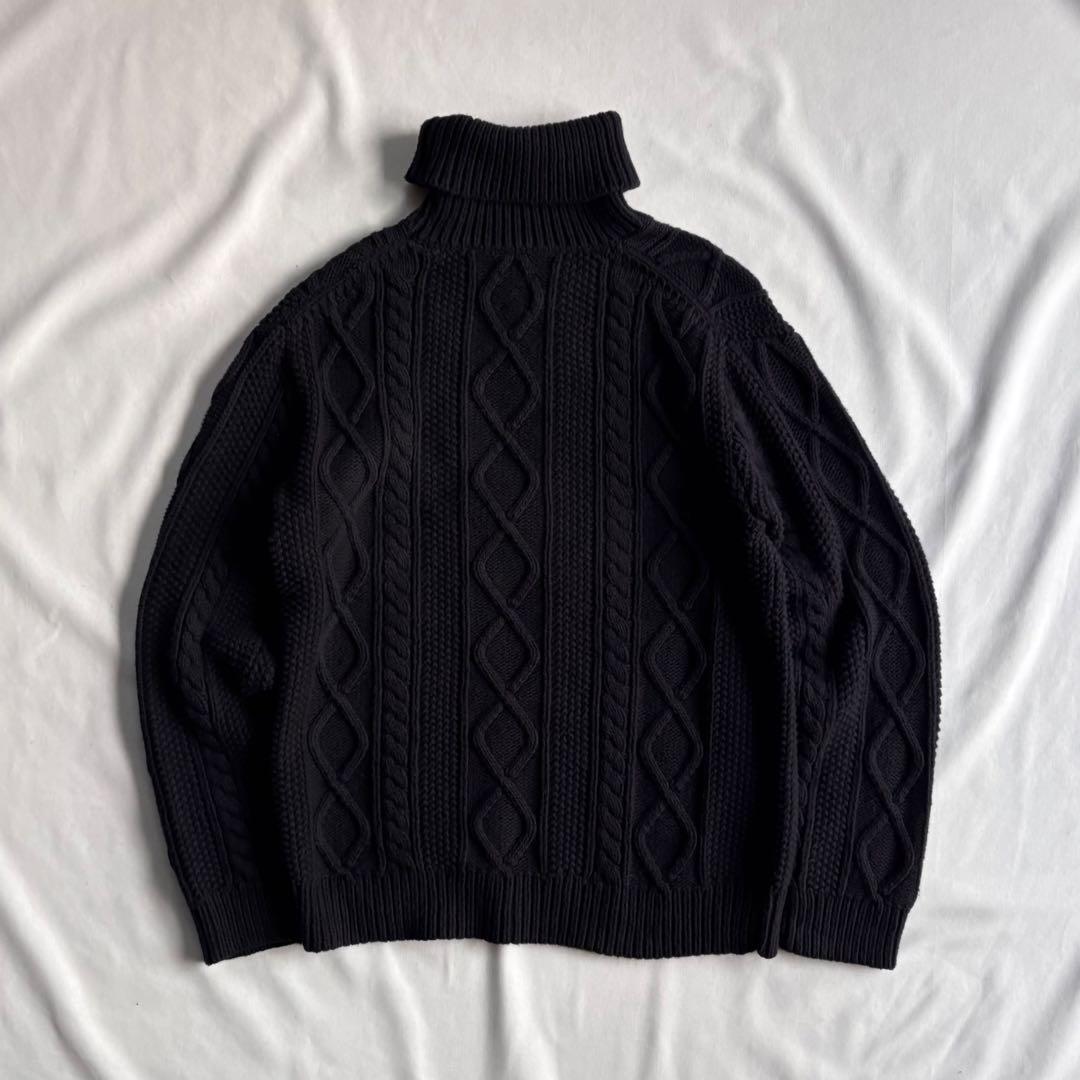 トップス 00s OLD GAP aran pattern cotton knit BLK