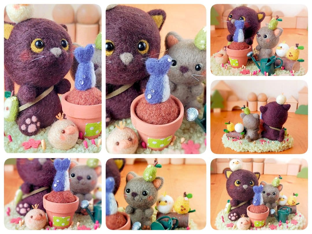 ✿羊毛フェルト✿くろねこ✿種を植えました✿