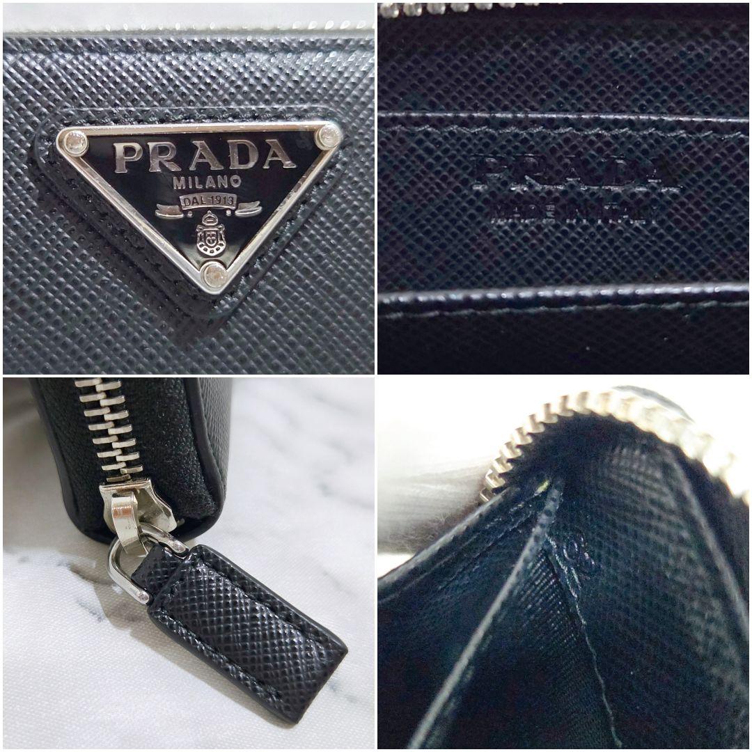 現行❀極美品 RFID搭載 プラダ サフィアーノトライアングル ケース 黒
