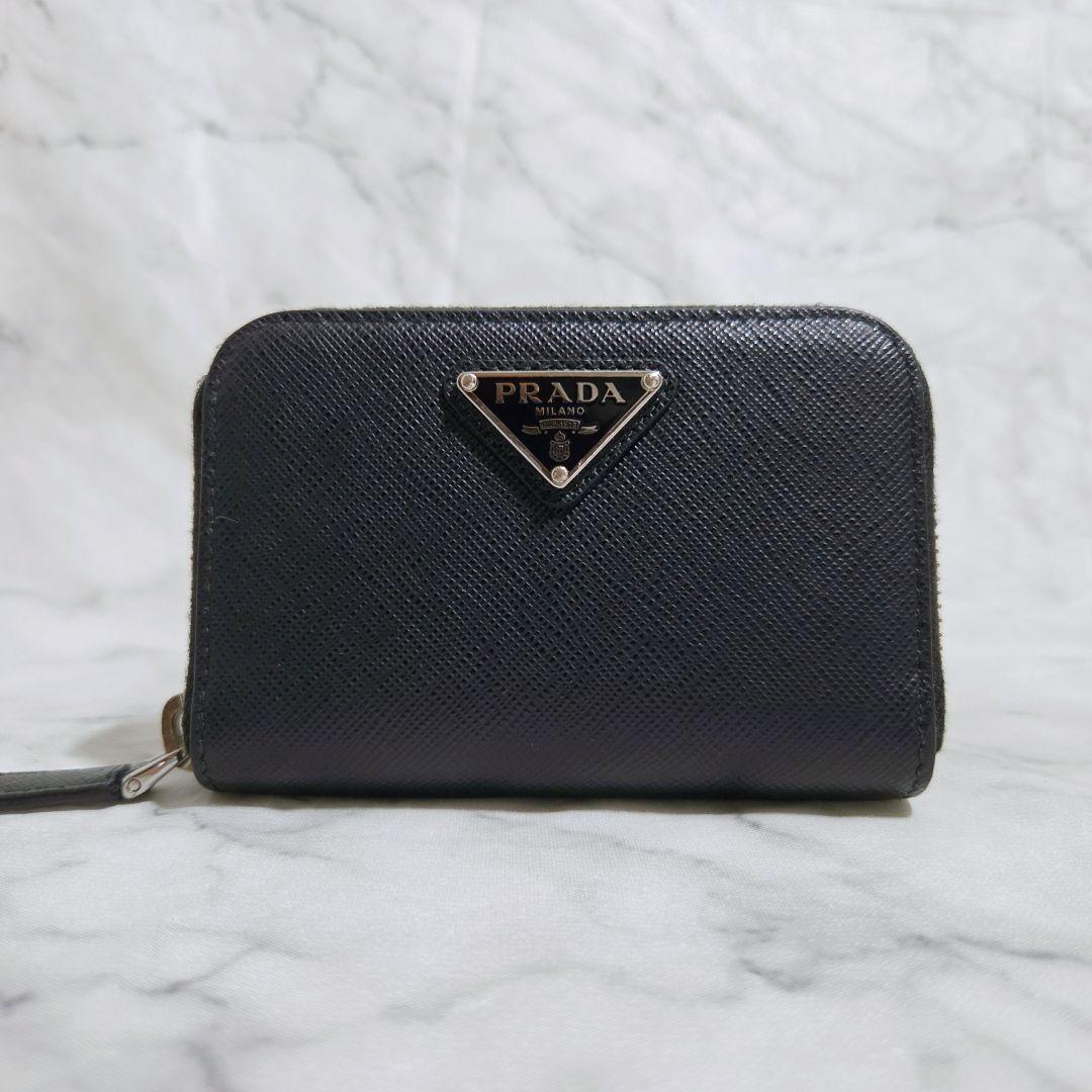 現行❀極美品 RFID搭載 プラダ サフィアーノトライアングル ケース 黒
