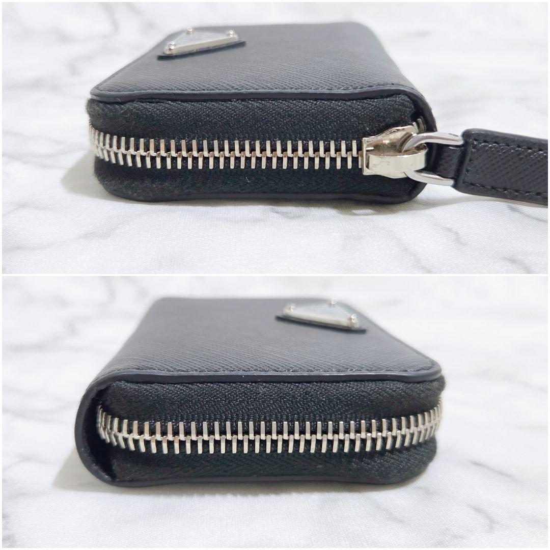 現行❀極美品 RFID搭載 プラダ サフィアーノトライアングル ケース 黒