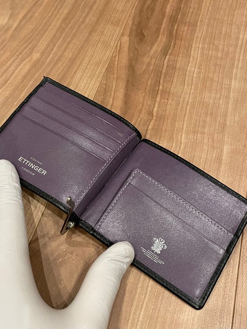 ETTINGER レザー マネークリップ ブラック