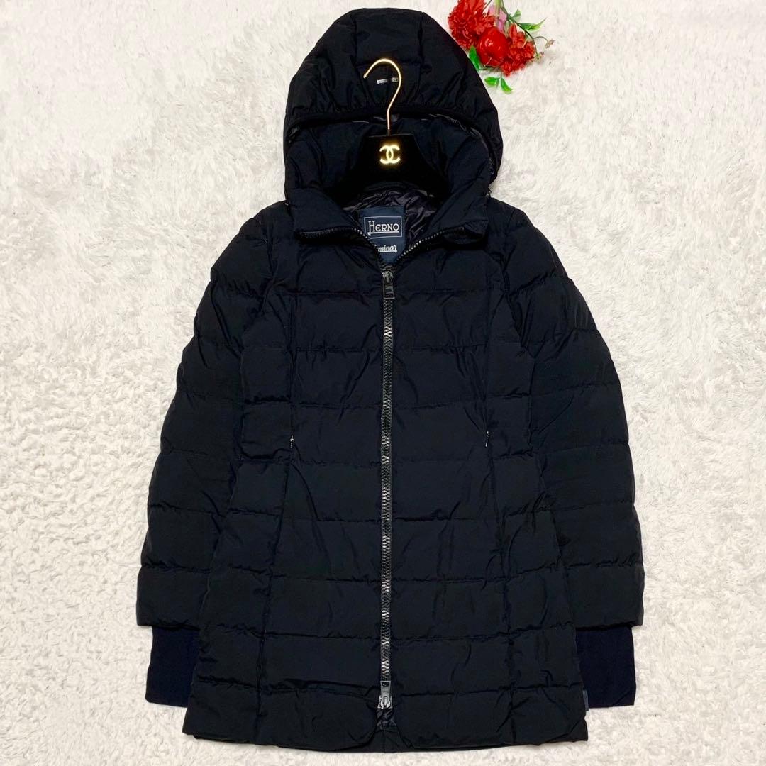 XLサイズ HERNO ヘルノ ラミナー 2way ロングダウンコートブラック