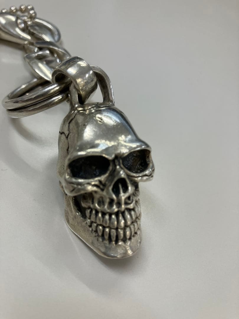 E シルバー925 スカルキーホルダー