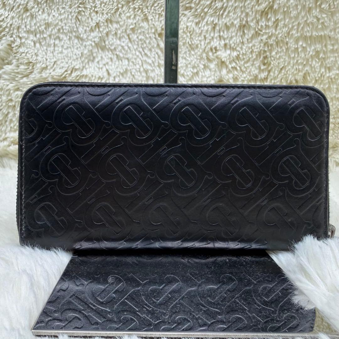 ✨人気✨バーバリー　長財布　TB　モノグラム　ラウンドファスナー　黒