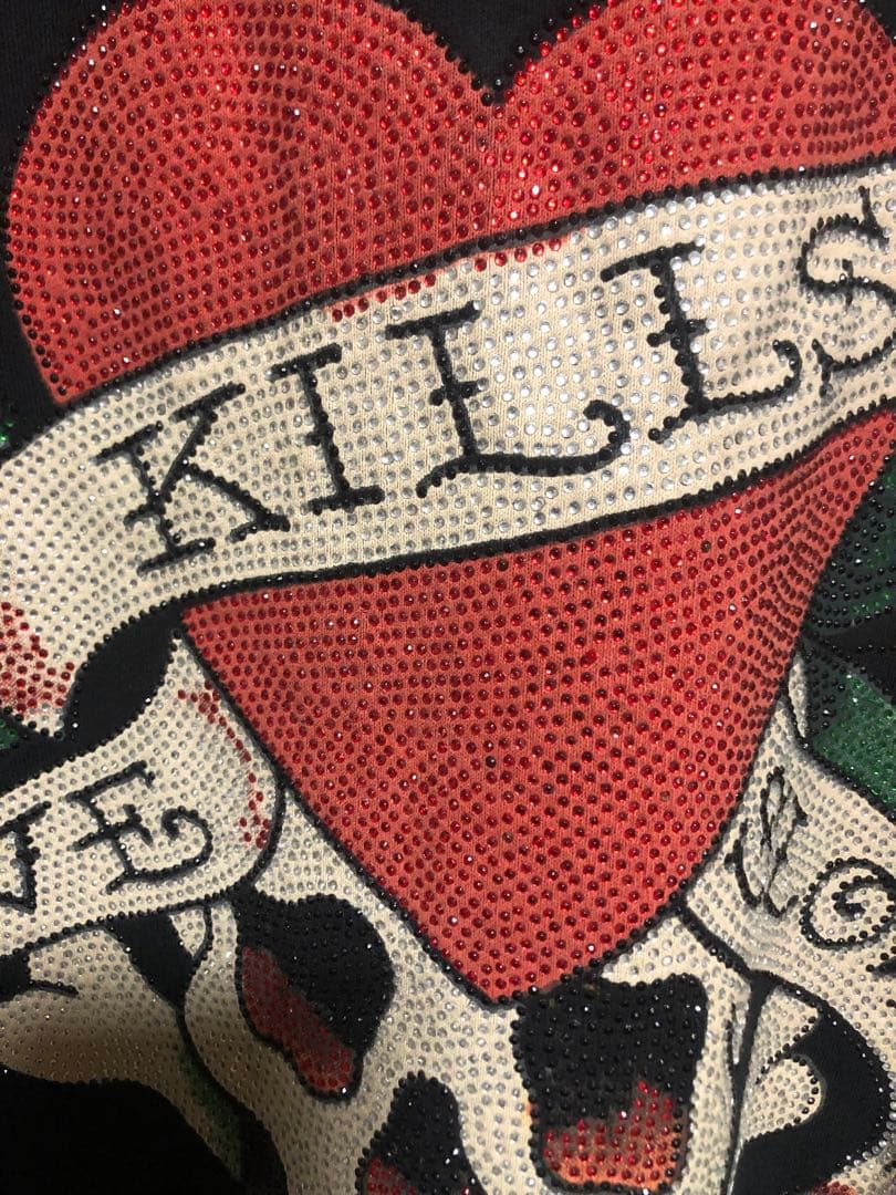 エドハーディ　ジップアップ　ジャケット　パーカー　メンズ　スカル刺繍　Mサイズ