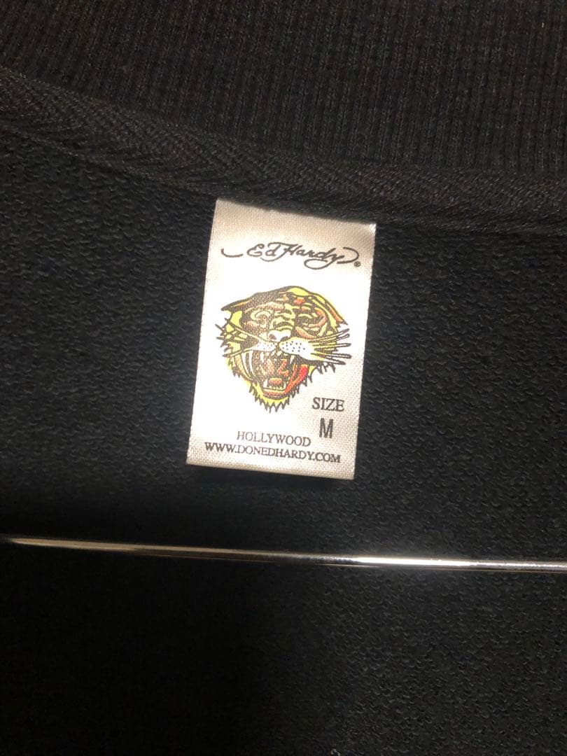 エドハーディ　ジップアップ　ジャケット　パーカー　メンズ　スカル刺繍　Mサイズ