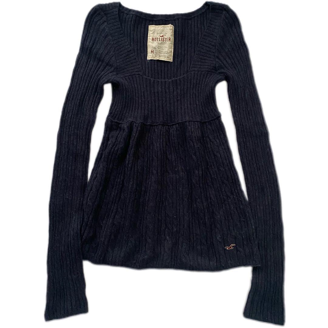 トップス Hollister long sleeve navy vintage top