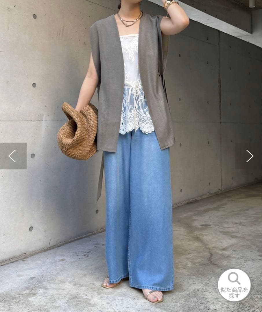 DOU DOU スカラレースキャミ　ホワイト　Freeサイズ