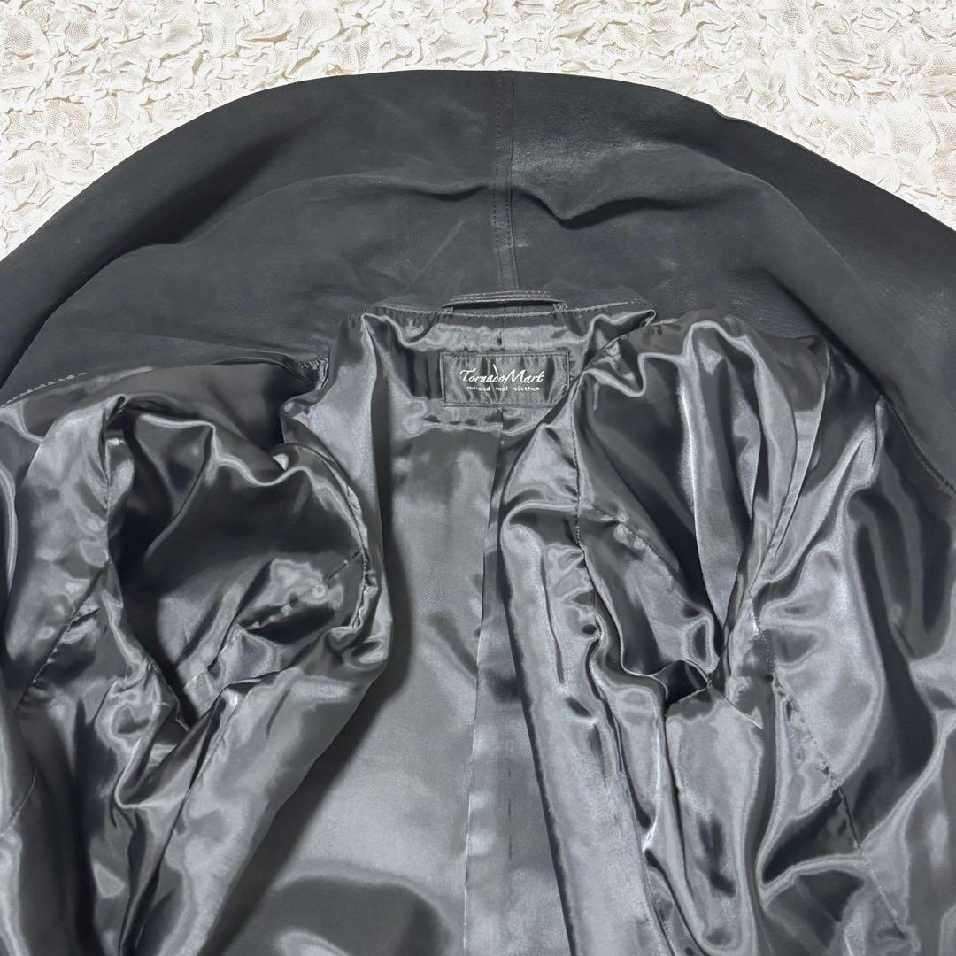 トルネードマート レザー ジャケット コート y2k ショールカラー 羊革 黒