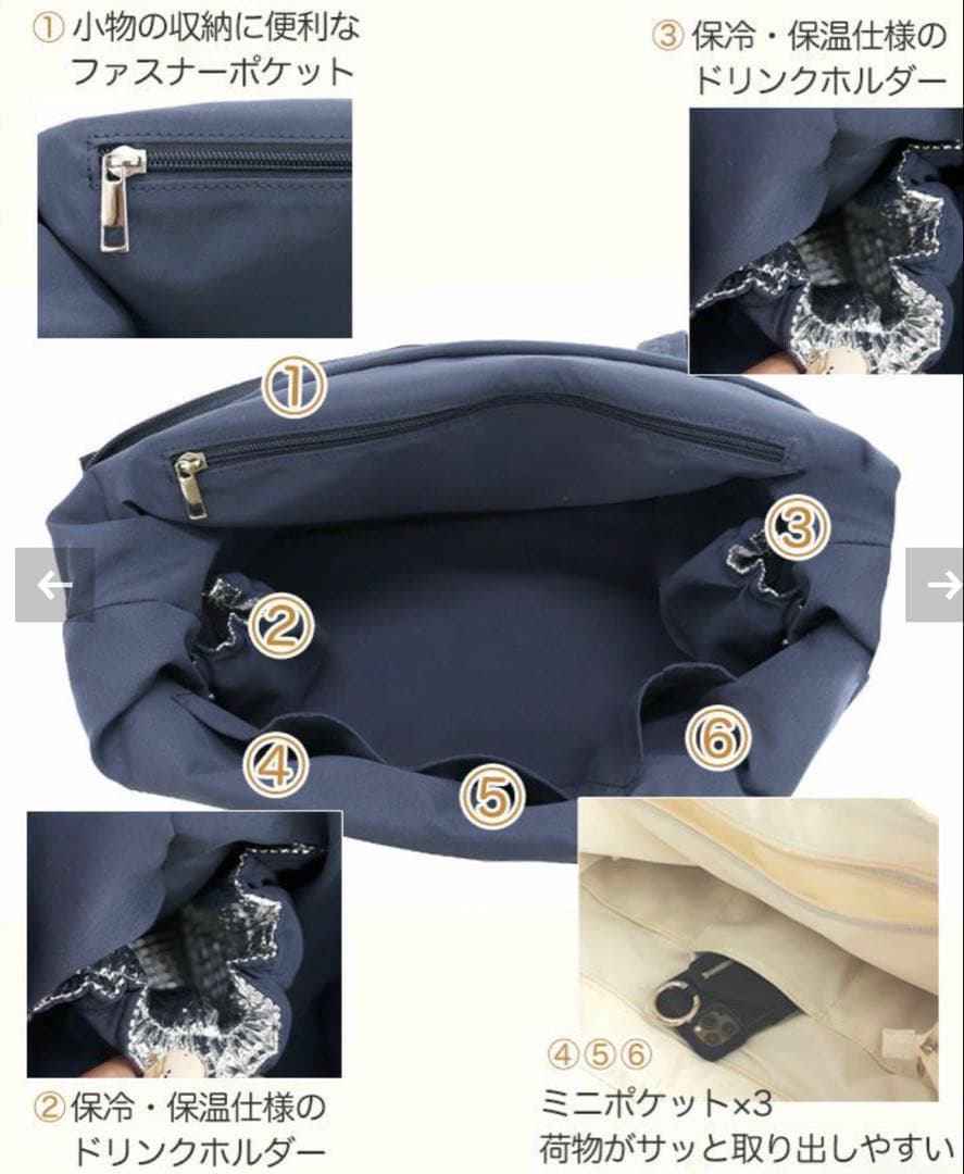 Donoban hichan コラボ スカラップマザーズバッグ グレー