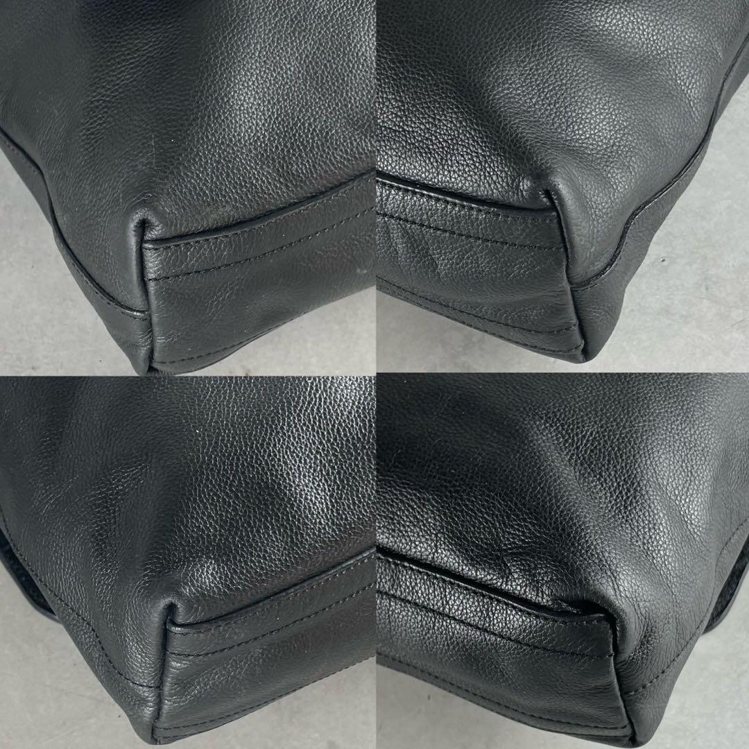 極美品 コーチ 大容量 A4 メッセンジャーバッグ トンプソン オールレザー 黒