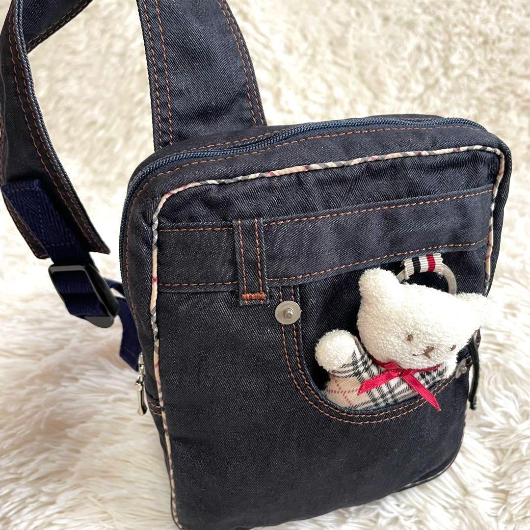 希少◾️美品✨バーバリー　キッズ　デニム　ボディバッグ　ワンショルダー　三陽商会